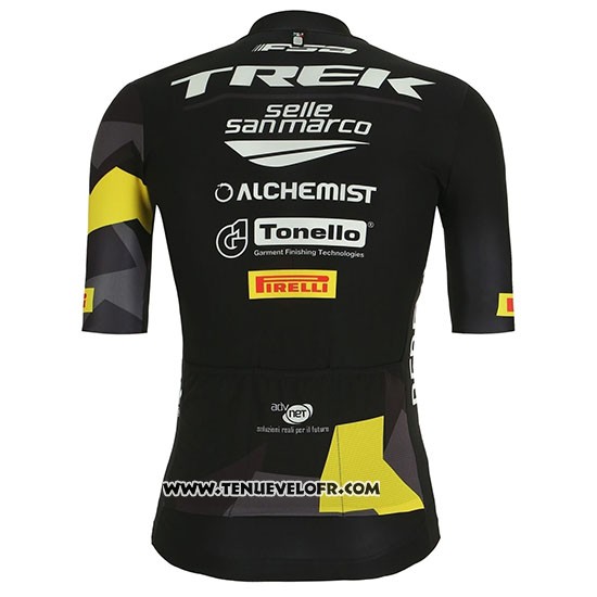 2019 Maillot Ciclismo Trek Selle San Marco Noir Jaune Manches Courtes et Cuissard